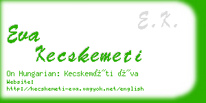 eva kecskemeti business card